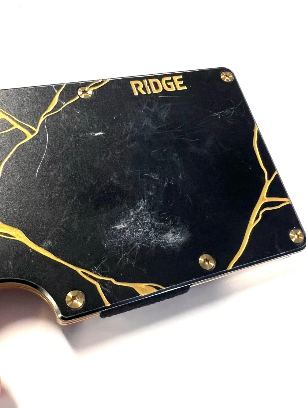 The Ridge RFID Blocking Aluminum Wallet Cash Strap Black/Gold